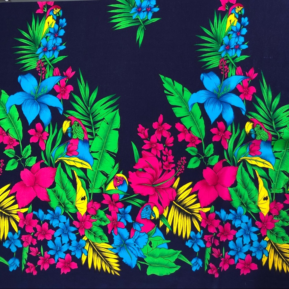 Uno Navy Blue Tropical Print Wrap or Scarf